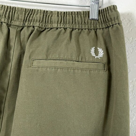 Fred Perry Drawstring Twill Jogger Elastic Waist Pants in Khaki Green Men's 36" - Picture 9 of 9